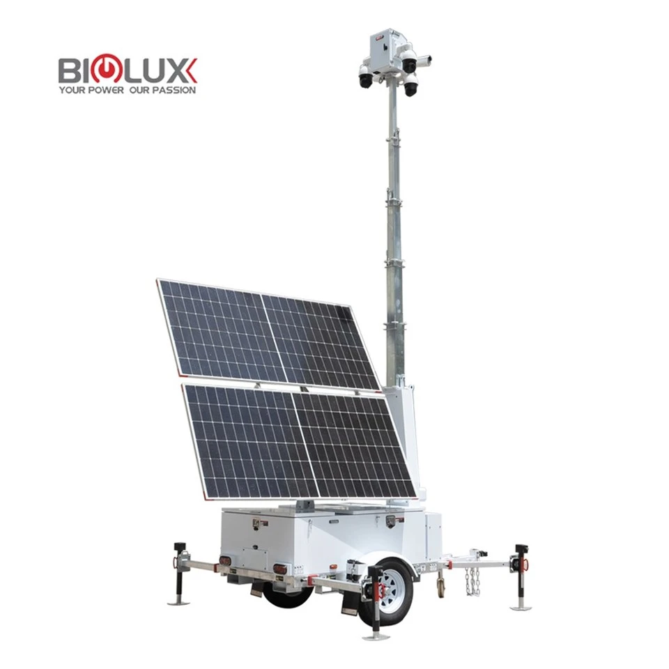 BIGLUX HiSOLO Solar CCTV Trailer Tower With AI Cameras For Construction Site suppliers